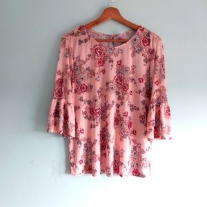 NO BOUNDARIES Women's  Polar Pink Floral Summer Sheer Top